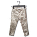 fashion shiny silver snake print pants